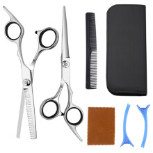 Tesoura profissional para cabeleireiro, com cabo ergonômico, lâminas de aço inoxidável de 15 cm (6 polegadas) com micro-serrilhas de precisão