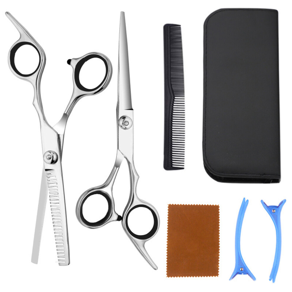Professional Hairdresser Tools, Offset Grip Design Hair Scissors 6 Inches Stainless Steel Blades, Precision Micro-Serrated For Sharpness Retention, E