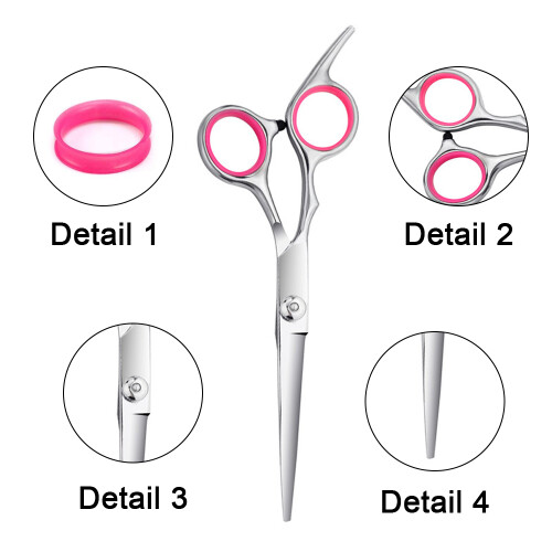 Tesoura profissional para cabeleireiro, com cabo ergonômico, lâminas de aço inoxidável de 15 cm (6 polegadas) com micro-serrilhas de precisão 1