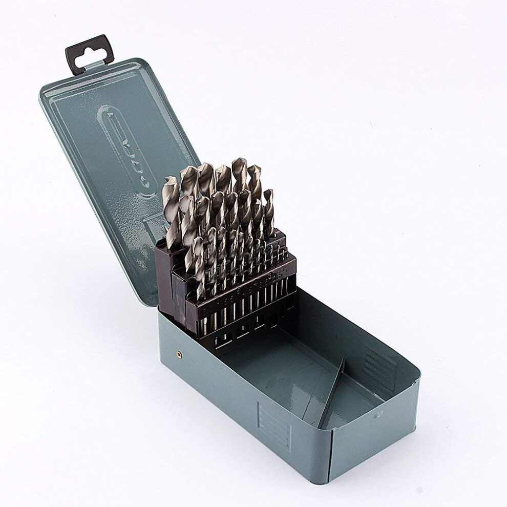 25Pcs Hss Drill Bit Set 113Mm For Metal And Wood, 118 Split Point, Hardness With Metal Case 9347817512588