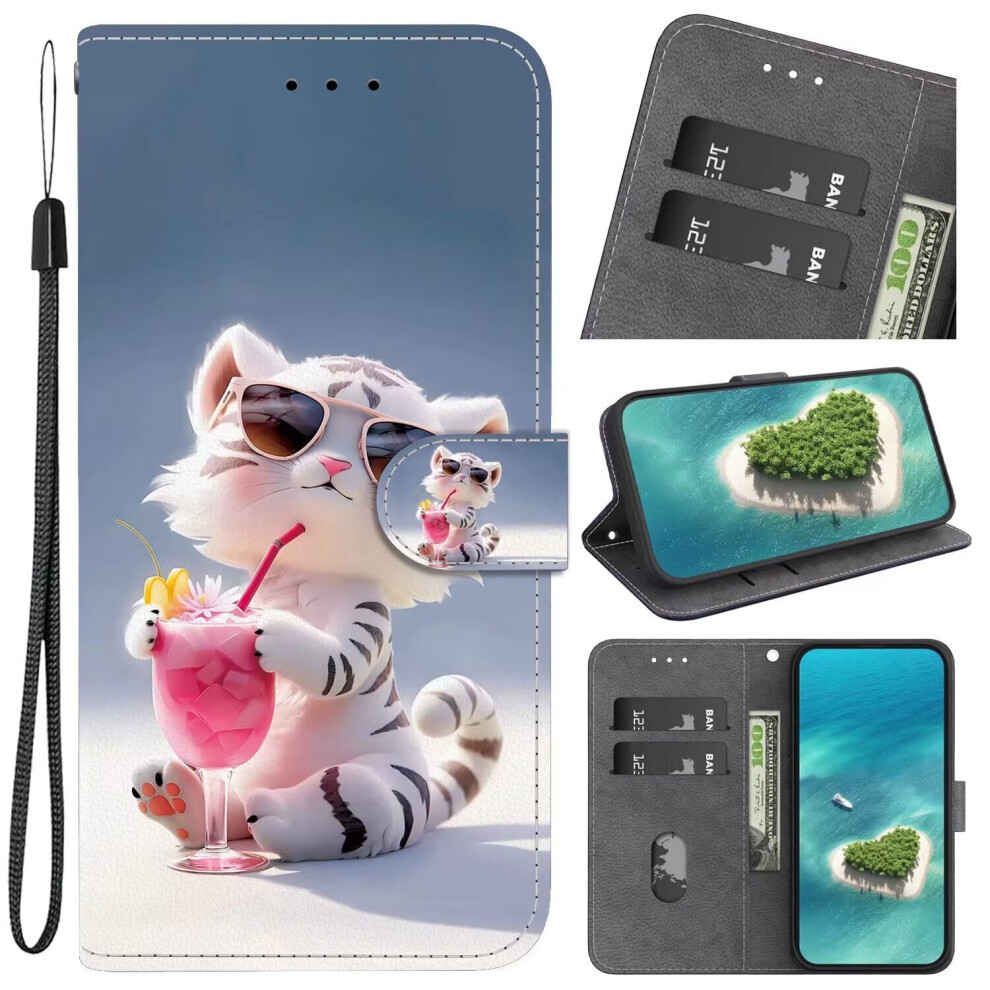Wallet Case Leather Flip Cover With Card Slots, Magnetic Lock, Shockproof Stand Cartoon Tiger For Oneplus Nord Ce 3 Lite 9187378419588
