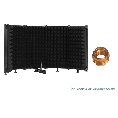Portable 5-Panel Mic Soundproof Filter with 3/8-5/8 Adapter for Studio 2