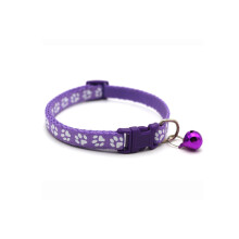 Cute Breakaway Cat Collar Paw Print Design, Adjustable Safety Collar, Purple, Bell, For Kittens, Small Pets, One Size