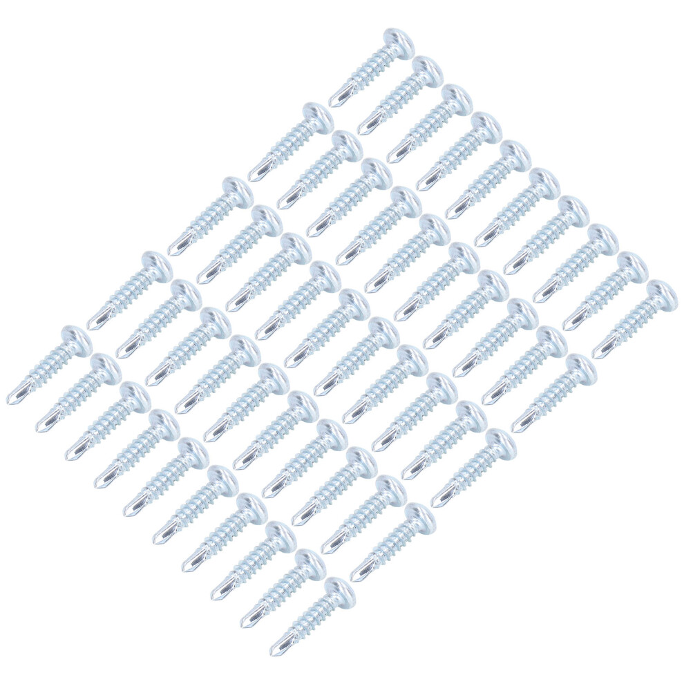 50Pcs Self Drilling Screws 4.2X19mm Carbon Steel Galvanized Silver 7901375612443