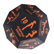 Fitness Workout Dice, 12sided exercise game for yoga, jumping, pushups, orange