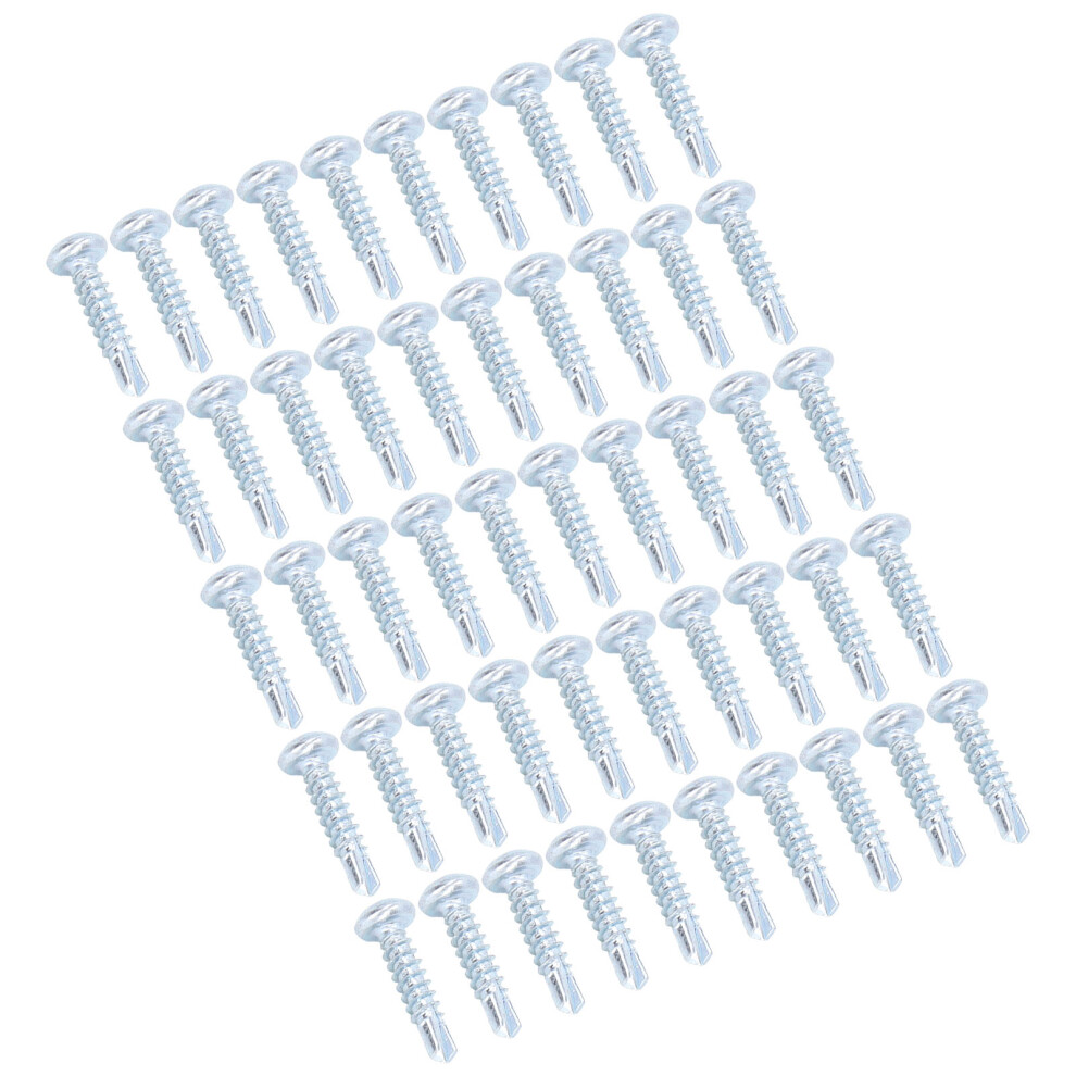 50Pcs Self Drilling Screws 4.2X19mm Galvanized Silver Fastener Kit 7691375615161