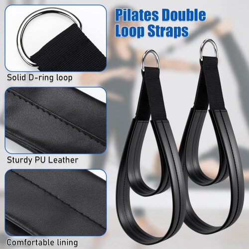 Pilates Straps Kit 2 Pieces Double Loop DRing Reformer Straps Padded 2