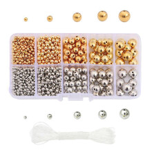 Resin Beads Gold Silver Round Spacer Beads Letter Beads-Style 4