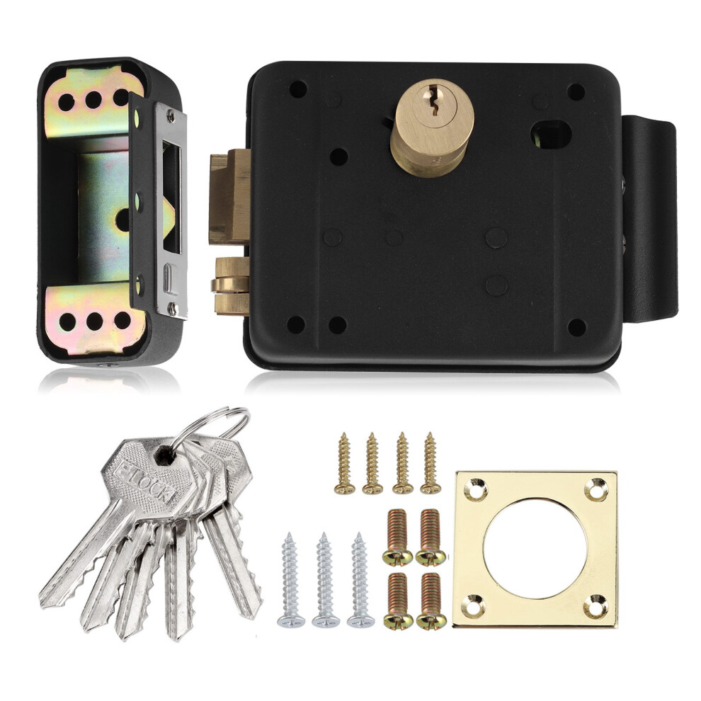 Rim Lock Set With Vertical Keyway Cylinder And Exterior Door Anti-Theft System Automatic Exterior Side Locking Mechanism Manual Interior Exit Left 9138057788112