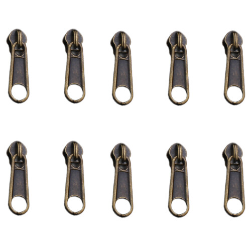 10 Pcs 3# 5# Zip Slider Double Head-No. 3 bronze puller