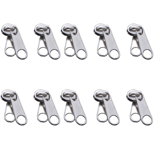 10 Pcs Zippers Repair Kits Single/Double-No. 5 silver pullhe