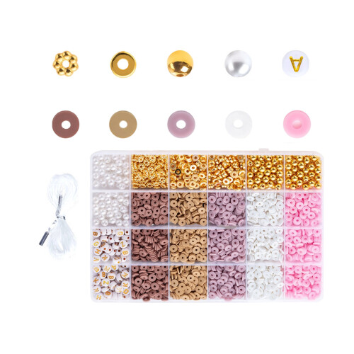 DIY Beads Set Round Spacer Beads Clay-Brown system Brown s