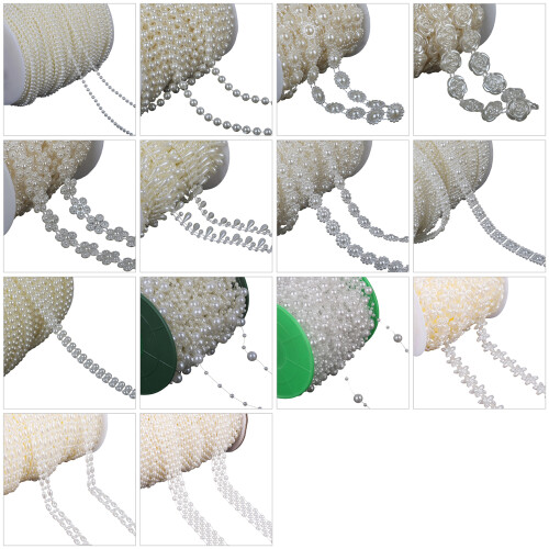 Artificial Pearls String Beads Chain for-Round beige 6mm5m 1