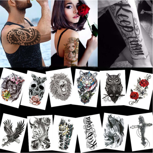 Große temporäre Tattoos 14 Stück MultiColor M
