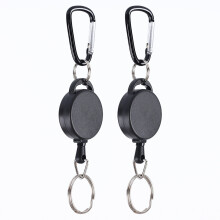 Ausziehbarer Schlüsselanhänger mit Karabiner 2er-Pack Black