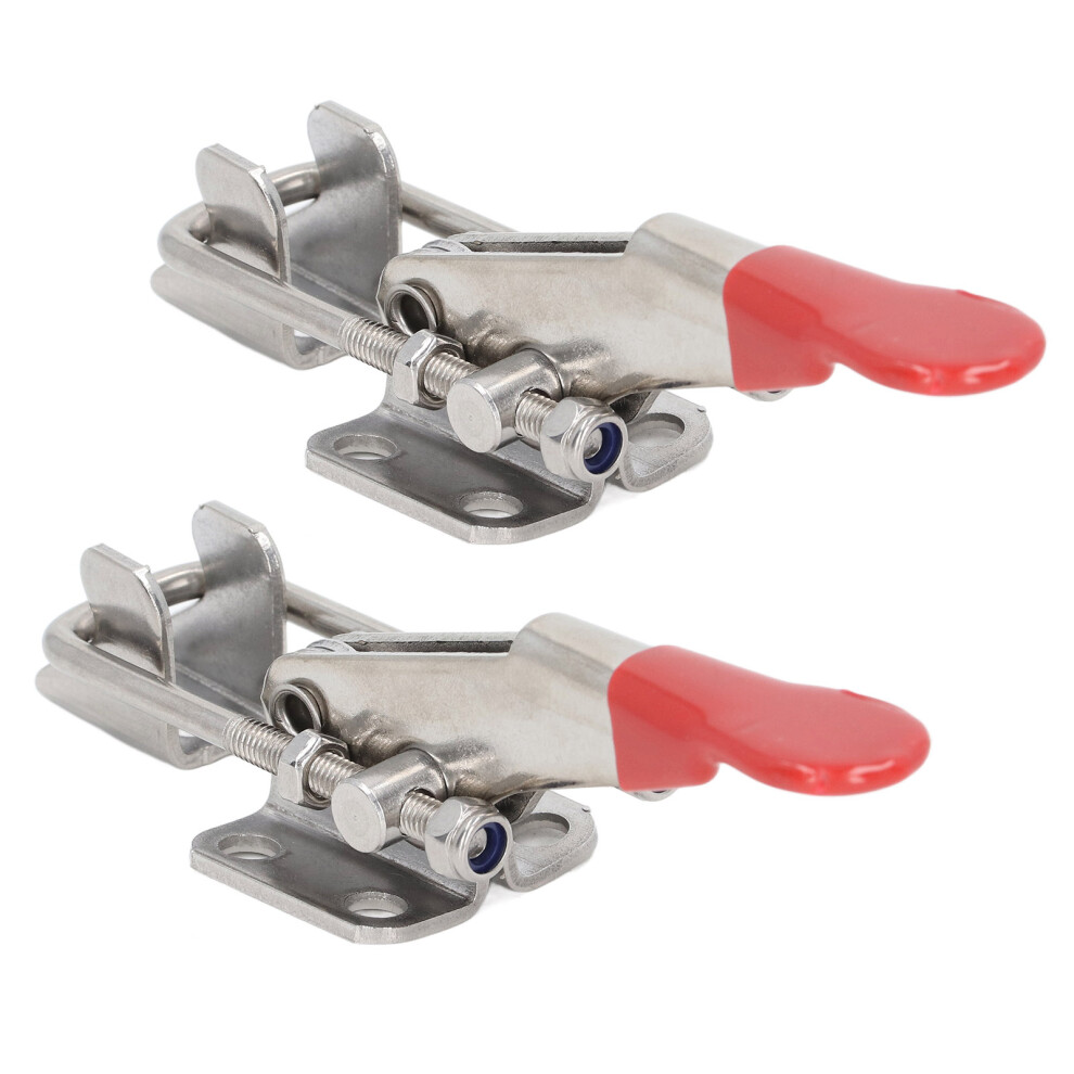 2Pcs Toggle Clamp Pull Latches 400Lbs Stainless Steel Set Kit, Silver/Red 4681375643526