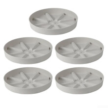 Garden Flower Pot Trays 5Piece Set Plastic Trays White For Drainage And Easy Maintenance Compatible With Pots