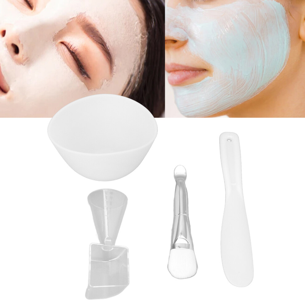 Silver Silicone Face Mask Mixing Bowl Set With Brushes & Spatula,