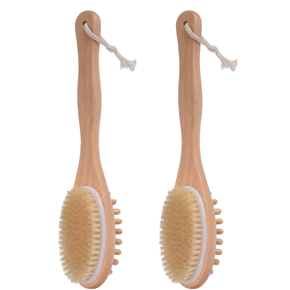 Ergonomic Wooden Bath Brush, Exquisite Craftsmanship Meets Long Handle For Unmatched Comfort Massage, Double-Sided Shower Brush Assures Deep Cleaning