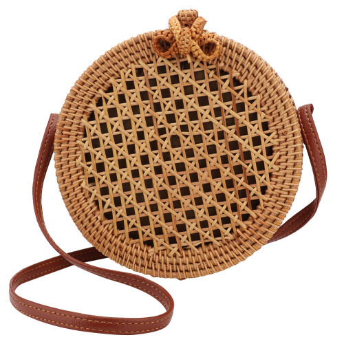 Χειροποίητη τσάντα Boho από ψάθα, φυσικό ρατάν, ελαφρύ σχέδιο, κομψά αξεσουάρ,