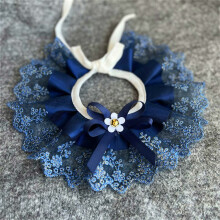 Pet Lace Collar Adjustable Bowknot Design with Beads for Cats and Small Dogs 2pcs