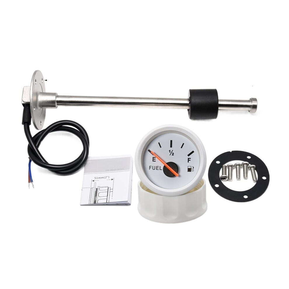 Fuel Level Gauge 0190 Ohm 52Mm Led With 475Mm Fuel Tank Level Sensor 12V 24V For Car Boat Red 9382693240354
