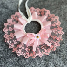 Fashion Bowknot Cat Collar 2Pcs Lace Dog Bibs and Lace Cat Bandana Neckerchief Puppy Scarves for Small Dogs Kittens