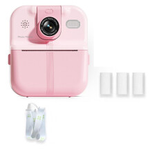Kinderkamera Sofortbildkamera 1080P HD Kinder Digitalkamera für Jungen und Mädchen Spielzeug Thermodruck Kleiner Camcorder 64G Rosa