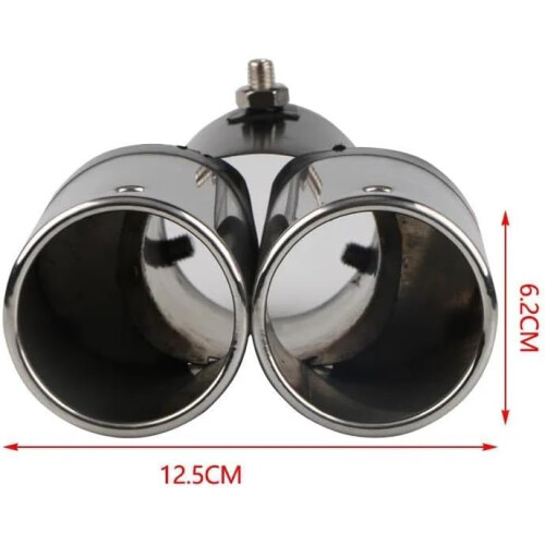 Car Exhaust Tip Stainless Steel Dual Tailpipe Design Enhances Engine Performance RustResistant Universal 1