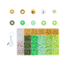 DIY Beads Set Round Spacer Beads Clay Beads Letter-Green system