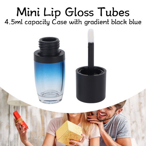 Quadrate 4.5ml Transparent Gradient Black Blue Shell Lip Gloss Tubes, ABS Empty Containers 2