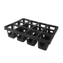 Plastic Planter Liners 12Grid 3Piece Set, 30x23cm Black, WaterStorage Tray, Breathable Pot Support, Indoor Outdoor Use
