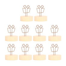 Stylish Design Memo Clips Holder, Premium Material Wooden Base Decorative Design Cute Pattern Natural Wood Durable Wire Functional Memo Clip for Home