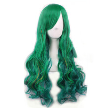 Perruque bouclée ondulée multicolore éclatante, au look tendance, en fibre synthétique résistante à la chaleur pour un nettoyage facile et une