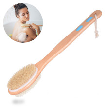 Escova de Banho Esfoliante, Cabo de Bambu, Cerdas Naturais, Uso Seco ou Molhado, Estimula a Circulação Sanguínea, Massageador Anticelulite,
