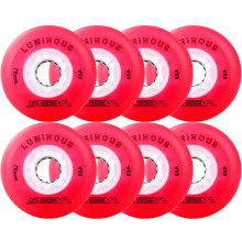 Indoor/Outdoor Roller Skate Wheels 85A Adult Inline Skate Wheels Light Up Replacement With Magnetic Core 8 Pack Red 72mm