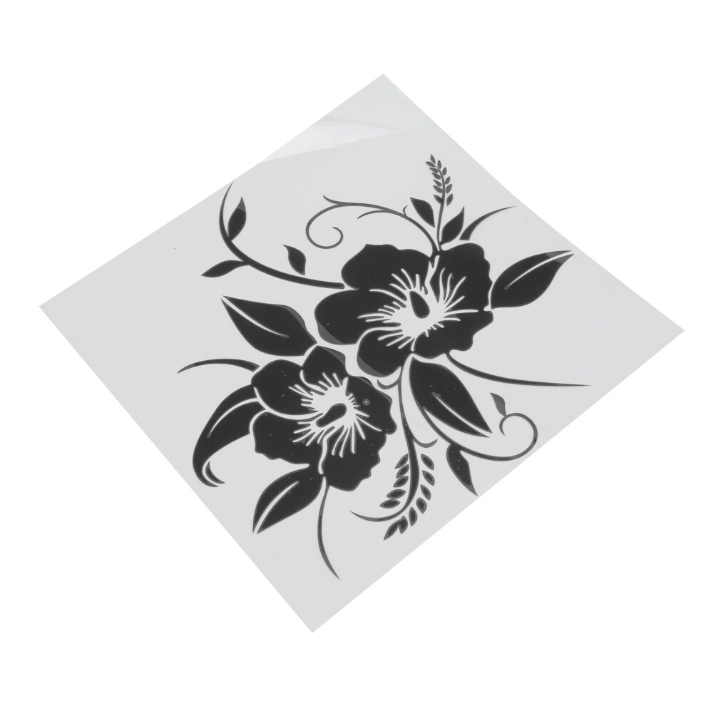 Durable Floral Vinyl Decal For Cars Trucks Laptops & Helmets Black 9441375679704