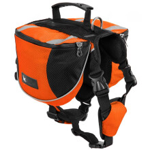 Saddle Bag Dog Backpack For MediumLarge Dogs Travel Adjustable Reflective Waterproof Harness Vest With Handle Orange M