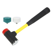 Soft Hard Carbon Steel Hammer Head Tool, Rubber Mallet with Fiberglass Handles and Non-Slip Rubber Grips, Shock Absorbent Replaceable Hammer Heads