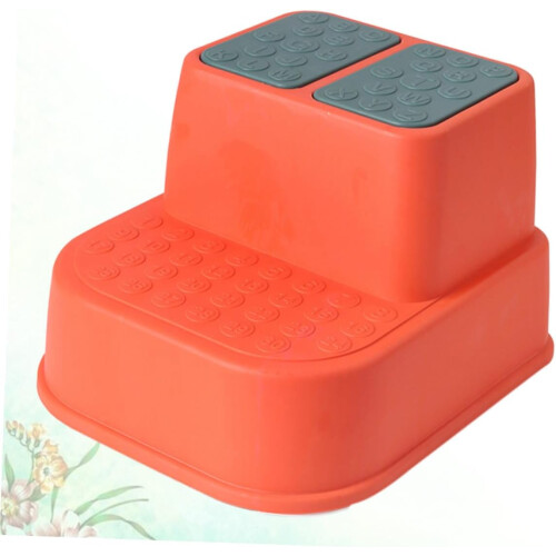 Multi Function Non Slip Double Layers Step Stool Red PP Footstool With Alphabet Design For Bathroom Kitchen Nursery 1