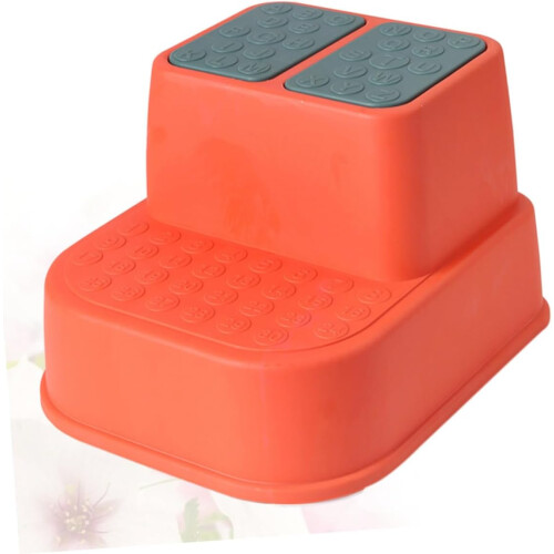 Multi Function Non Slip Double Layers Step Stool Red PP Footstool With Alphabet Design For Bathroom Kitchen Nursery 2