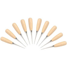 (10 Stück)WUTA Leather Sewing Awl Set, 5-Piece Hand Stitching Punch Needle with Wooden Handle for Leather, Canvas, Heavy Fabric