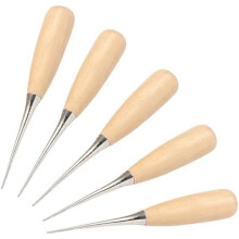 (5 Stück)WUTA Leather Sewing Awl Set, 5-Piece Hand Stitching Punch Needle with Wooden Handle for Leather, Canvas, Heavy Fabric