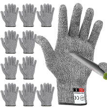 Cut Resistant Gloves Level 5 Protection, Large Food Grade Safety Work Gloves for Kitchen, Meat Cutting, and Carving (Gray, L)
