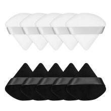 Puha bársony sminkpuff, háromszög alakú, tökéletes fedést biztosít, minden bőrtípusra alkalmas, ergonomikus pánttal és kompakt tokkal,