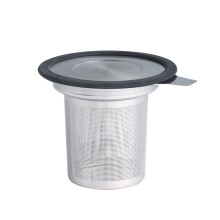 Ein Traum für Teeliebhaber: Wiederverwendbarer Silikondeckelfilter für Edelstahl-Teesiebe, elegante silberfarbene Teefilter, perfekt für Tasse und