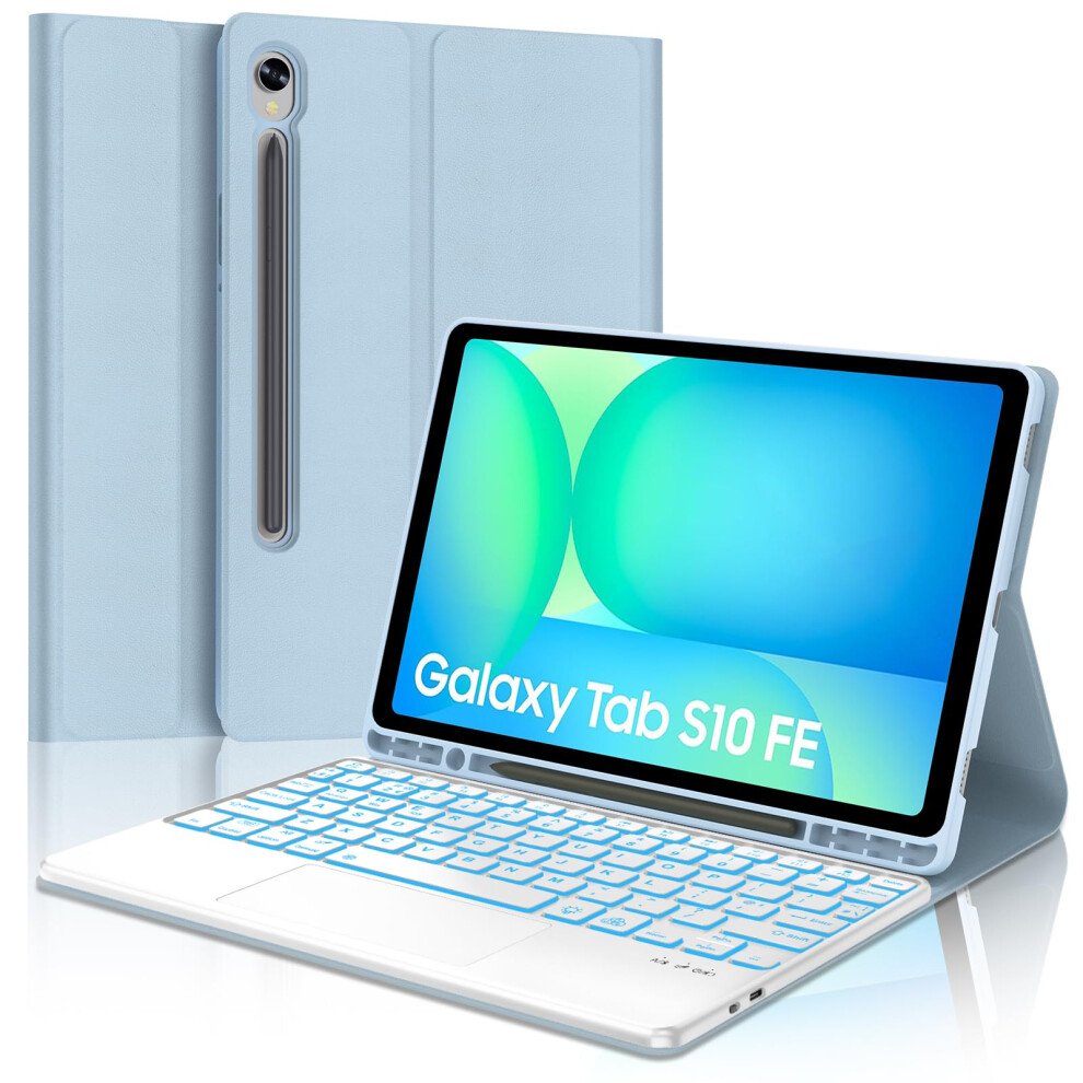 Keyboard Case With Backlit Bluetooth Keyboard, Touchpad And Pencil Holder For Samsung Galaxy Tab S10 Fe/S9 Fe 9382693255617