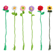 Gehaakte boekenleggersset met bloemen en-Bladwijzer bloemmaatje
