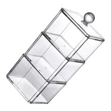Transparent Makeup Cotton Storage Box With Lid Polished Edges Cotton Pad Organizer For Makeup Swabs Jewelry Bathroom