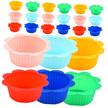 Silicone Muffin Liners 24Pack NonStick Reusable Oven Microwave Freezer Safe MultiColor Cupcake Wrappers